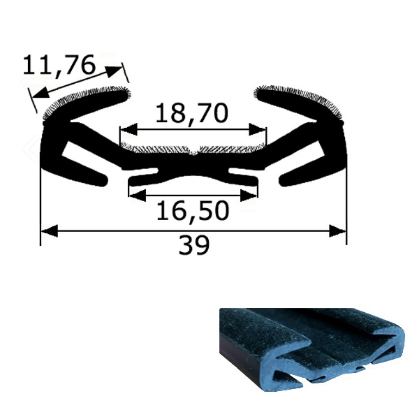 Thumb do produto Calha Flocada Ford Transit Alta c/Abas 16.5x39x11.76mm MGO