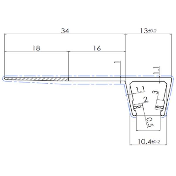 Thumb do produto Perfil PVC Cabine de Duche c/Aba 90º de 34mm Portas Correr  8mm (2.5mt) MGO