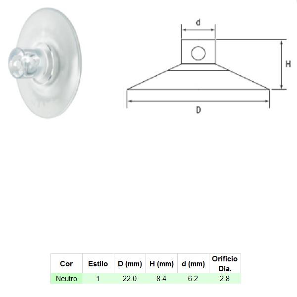 Thumb do produto Ventosa Plástica Transparente c/Furo Ø22x8.4mm MGO