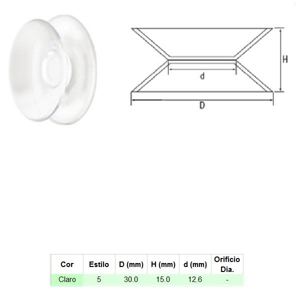 Thumb do produto Ventosa Plástica Transparente Dupla Ø30x15mm Dupla MGO