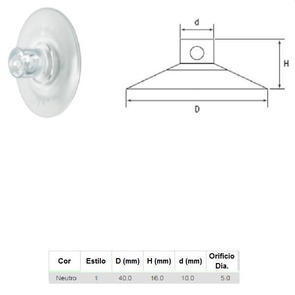 Thumb do produto Ventosa Plástica Transparente c/Furo Ø40x16mm MGO